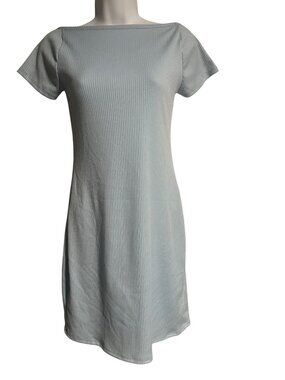 Livi By Olivia Rae Light Blue Ribbed Knit Short-Sleeve Bodycon Dress Size M Stre